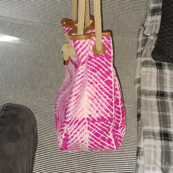 💝NWOT Michael by Michael Kors pink and white pattern fabric handbag💝 - Picture 5 of 13